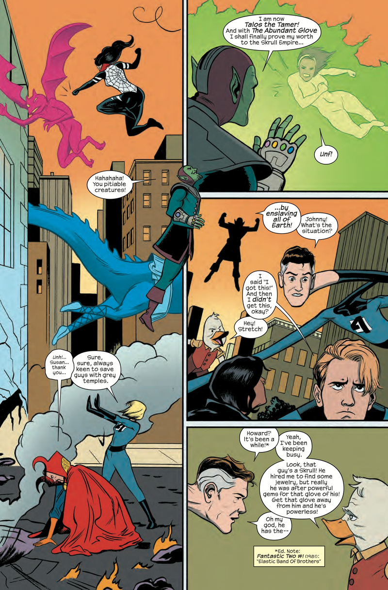 Illustration for article titled Exclusive Marvel preview: Heroes unite against The Abundant Glove in Howard The Duck #5